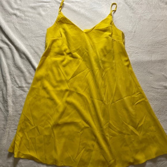 Asos bright yellow woven dress skinny straps and back detail - Picture 1 of 3